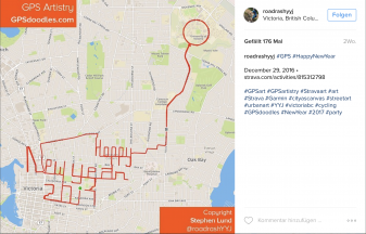 außergewöhnlicher Radfahrer malt Bilder mit GPS